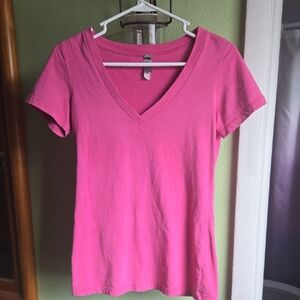 Pink V-Neck Women's Top